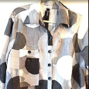 Stylish See through‎ Chic Women Top Grey Black Blouse Size XL - Curvesque